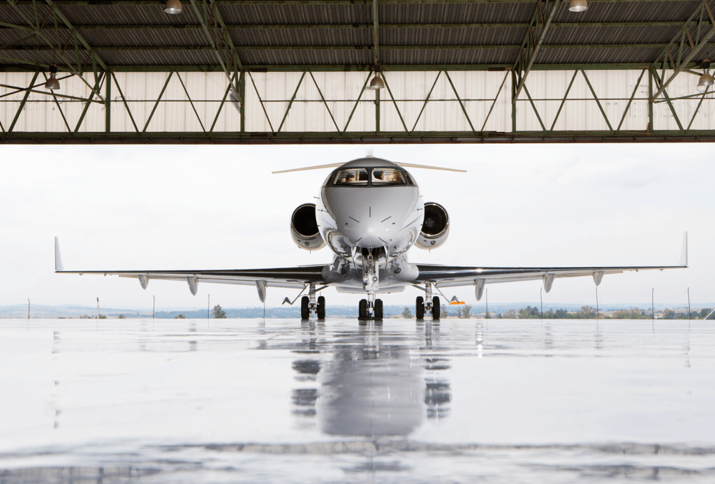 Aircraft in hanger