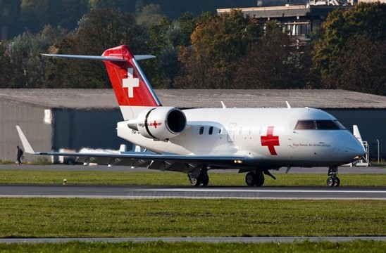 A medevac aircraft on the runway