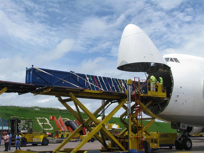 cargo loading into a cargo airplane
