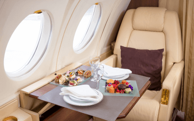 Interior of luxury private jet