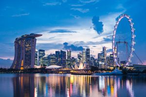 Singapore skyline at night