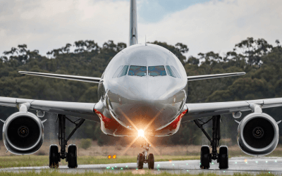 Commercial aircraft on runway