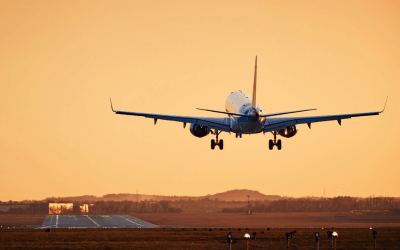 Commercial aircraft landing on the runway