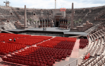 Interior view of the ancient Verona Arena during the Opera Festival, accessible by private jet charter for a premier experience