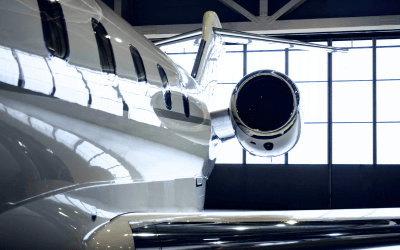 private jet in hangar ready for the flight across Africa