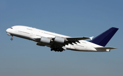 Airbus A380 parked at Farnborough Airshow, for efficient group charters for football teams traveling to AFCON 2025.