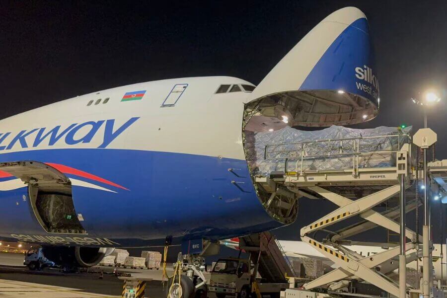 cargo aircraft being loaded